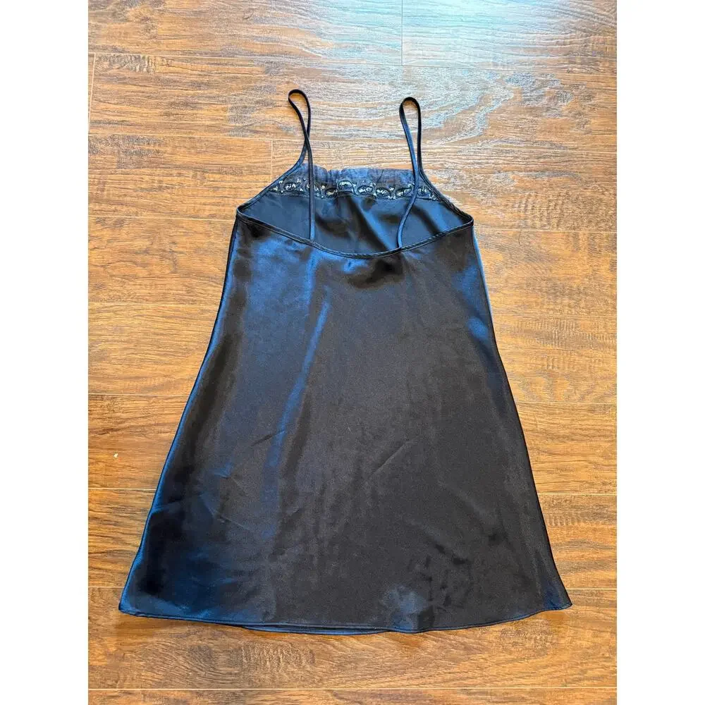 Vintage Jaclyn Smith Navy Blue Paisley Slip Dress Lingerie - Size S (SG50)